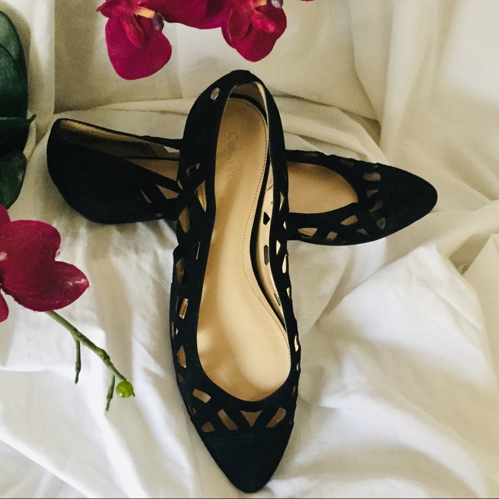 Calvin Klein lasercut seude flats size 9